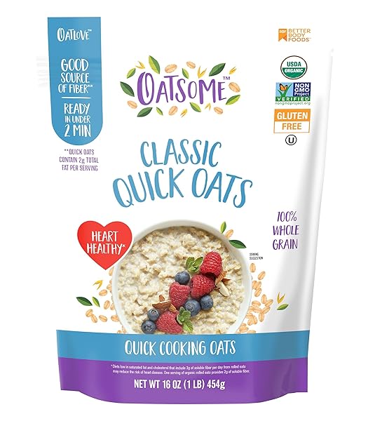 OATSOME ORGANIC QUICK OATS, 1LB BAG – GLUTEN-FREE,...