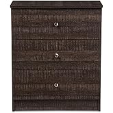 Baxton Studio Decon 25.6-inch High 3-Drawer Chest, Brown (119-6495-HiT)