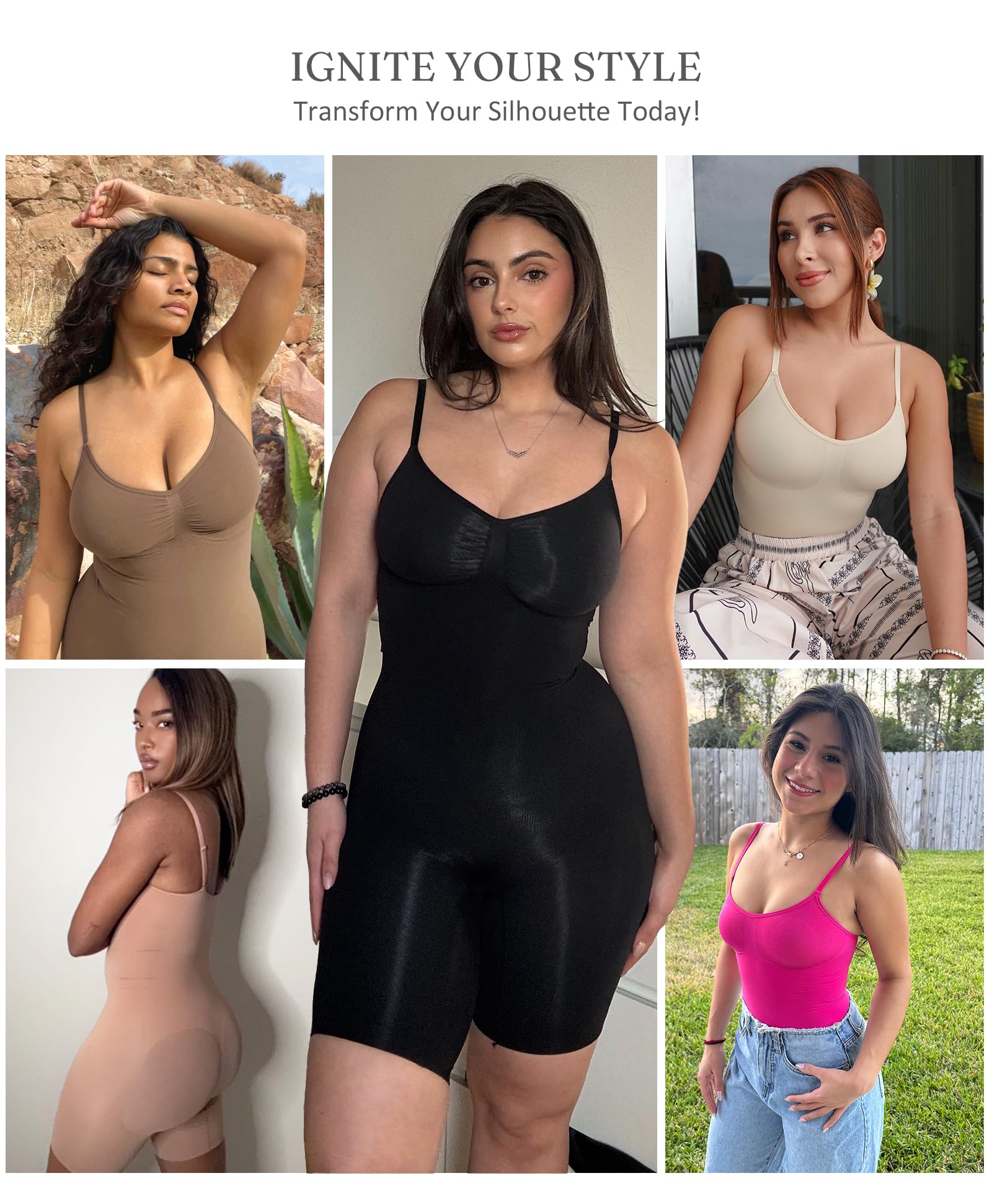 FeelinGirl Shapewear Bodysuit Tummy Control Seamless Sculpting Hip Enhancer Body Shaper for Women