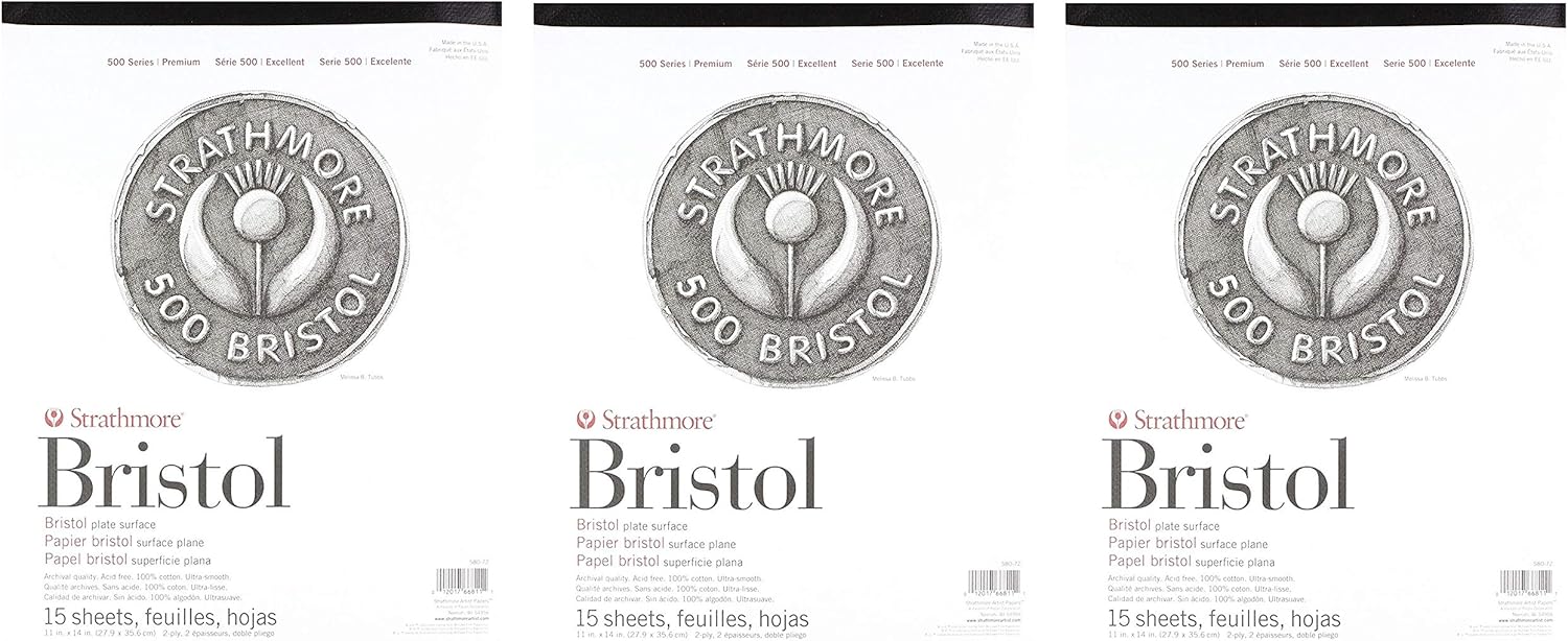 Strathmore (580-72 500 Series Bristol, 2-Ply Plate Surface, 11"x14", 15 Sheets: Arts, Crafts & Sewing