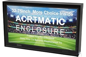 acrtmatic 60-65in Waterproof Outdoor TV Enclosure, with Transparent Front Panel, Clear Dust Resistant Television Cover for 60-65 inch Screens for Outside(Left Door), Include the TV Wall Mount