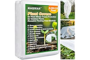 MAQIHAN Plant Cover - 6.5 ft x 13 ft Plant Covers Freeze Protection, Non-Woven Winter Freeze Protection, Reusable Floating Row Frost Blankets for Outdoor Garden, Frost Cloth for Cold Weather Snow