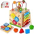 Batlofty Wooden Activity Cube | 8-in-1 Montessori Toys for 1+ Year Old Boys & Girls, Educational Learning Toy for Toddlers Age 1-2, 1st Birthday Gift | Bonus Sorting & Stacking Board