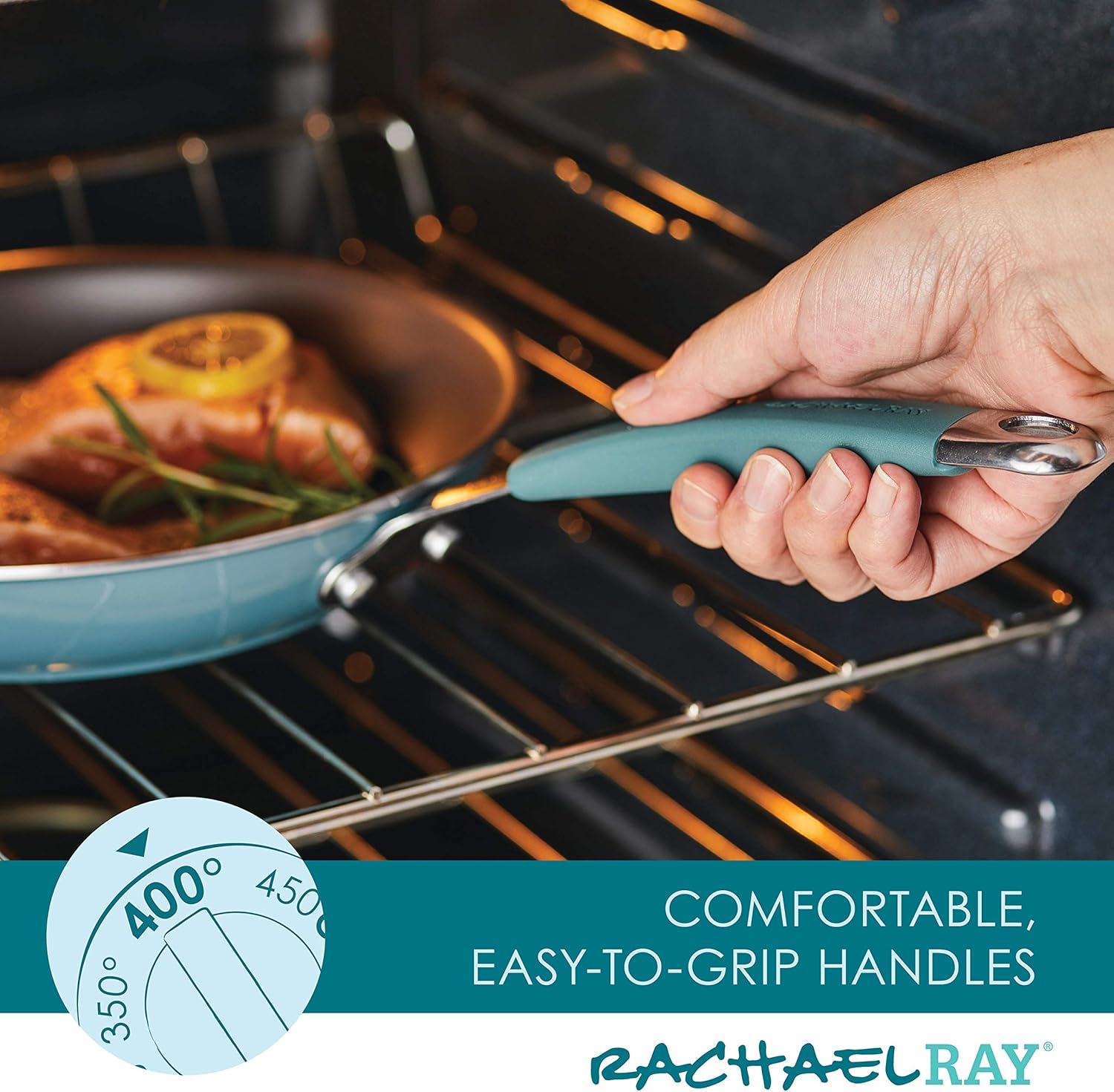 Rachael Ray Cucina Nonstick Cookware Pots and Pans Set, 12 Piece, Agave Blue: Kitchen & Dining