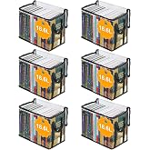 CTIME Waterproof Clear Book Storage Bag (XL) | Zippered, collapsible with lid, reinforced handles, for comics, DVDs, Blu-rays, clothes 12.2*9.45*9.84inch