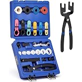 OMT 26Pc Quick Disconnect Tool Kit, Auto Fuel AC &amp; Transmission Lines | 6 Clip &amp; 7 Tube Removers, Extended Leverage Pliers, Color-Coded SAE Sizes, Fits Ford, Chevy, Dodge Spring Lock Connections