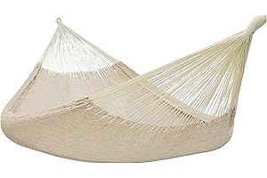 Sunnydaze Handwoven XXL Thick Cord Mayan Double Hammock for Outside - 625-Pound Capacity Heavy-Duty Outdoor Hammock - Natural