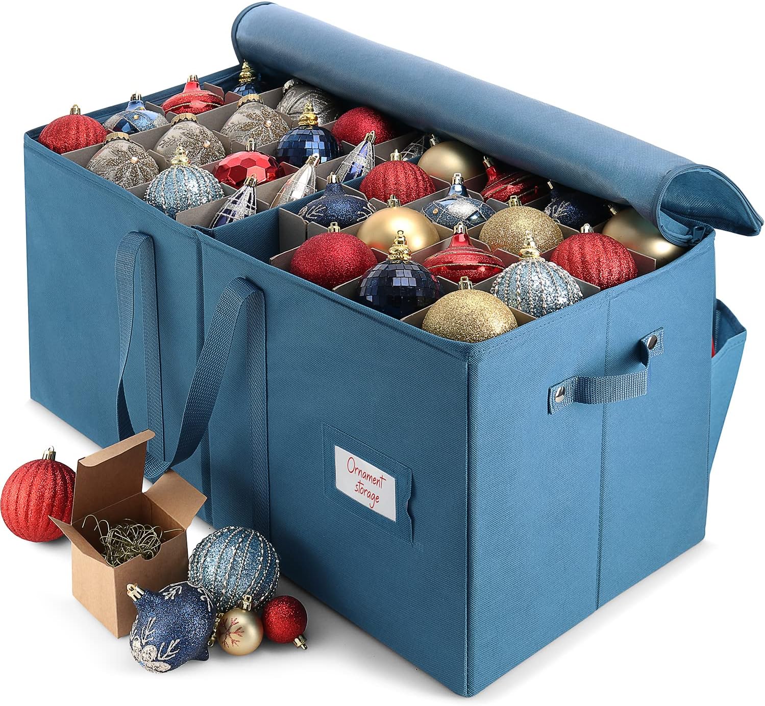 Holiday Décor Storage - Hearth & Harbor Large Christmas Ornament Storage Box With Adjustable Dividers - Ornament Storage Container For 128 Holiday Ornaments or Decorations