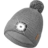 Etsfmoa Winter Hat with Light for Women,Fleece Lined Beanie Warm Knit Hat, Type-c Rechargeable LED Cap