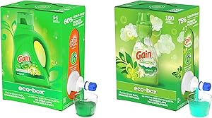 Gain Laundry Detergent eco-Box, Original Scent + Gain Eco-Box Liquid Fabric Softener, Original Scent
