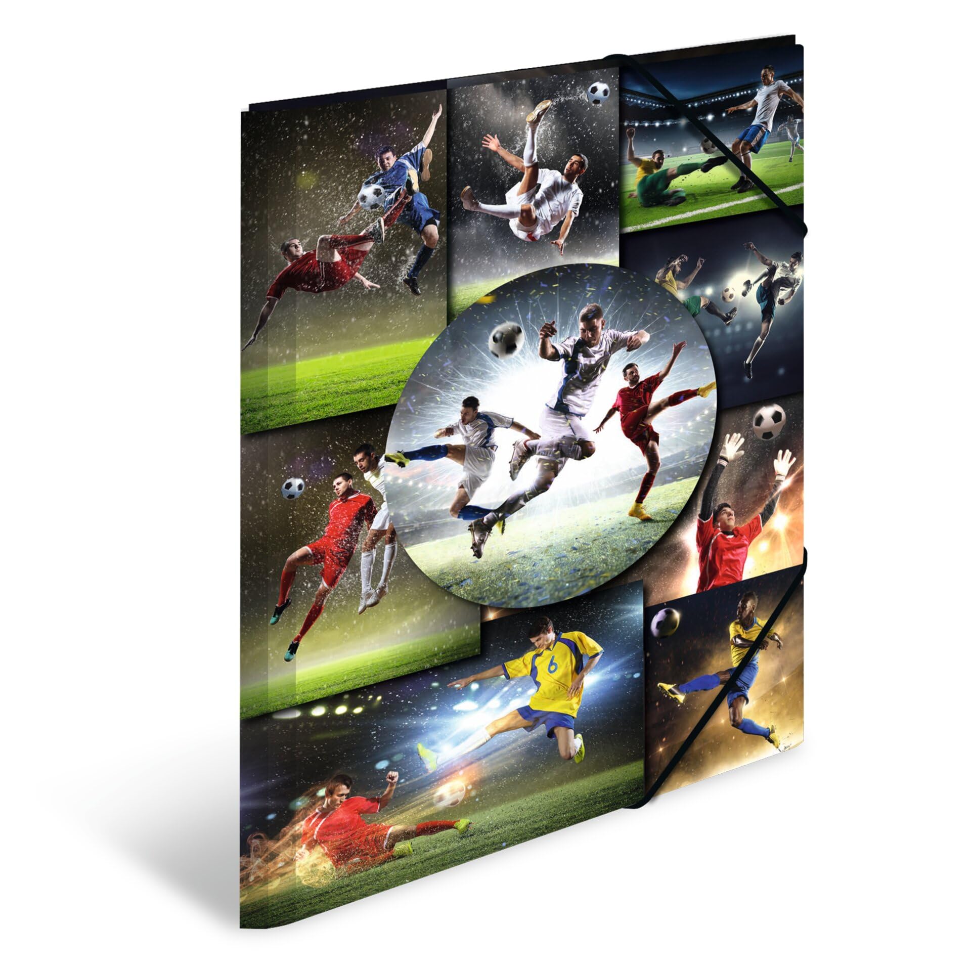 HERMA Elastic Folder Sports with Football Motif, A3, Sturdy Plastic, with Inner Print, 1 Span Folder