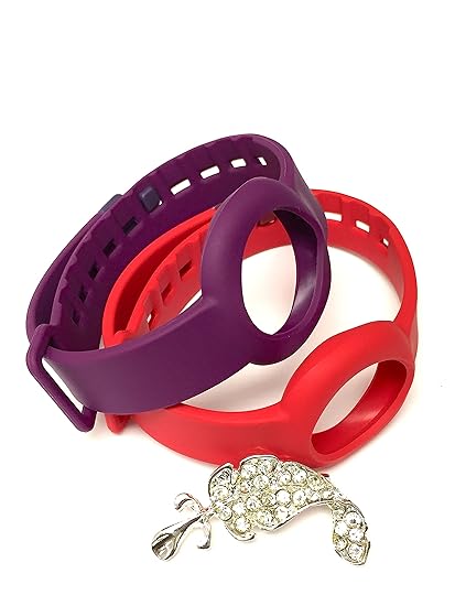 Set 1pc Red and 1pc Purple Colors Replacement Straps for Jawbone UP Move Only /No tracker/ Wireless Activity Bracelet Sport W