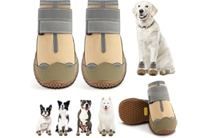 JZXOIVA Dog Shoes for Large Dogs, Medium Dog Boots & Paw Protectors for Hardwood Floors, Outdoor Dog Booties for Hot Pavement Winter Snow Hiking, Waterproof Dog Shoes with Reflective Strips Size 8