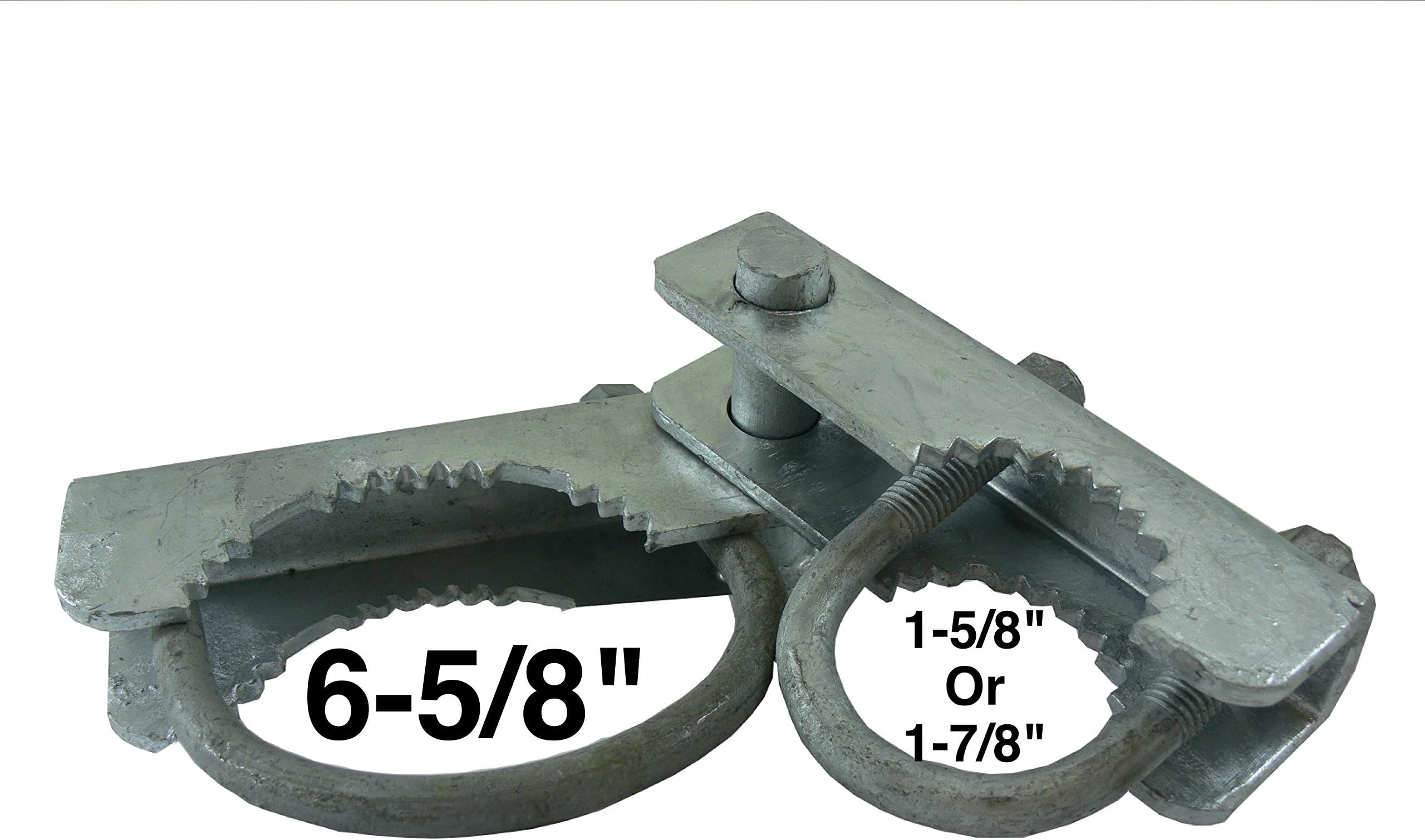 Chain Link Fence 180 Degree Commercial Duty Gate Hinge - for 6-5/8" Outside Diameter Gate Post/Pipe & 1-5/8 Thru 1-7/8" Gate Frames - Galvanized Chain Link Post Gate Hinge - Hinge"U" Bolts Included
