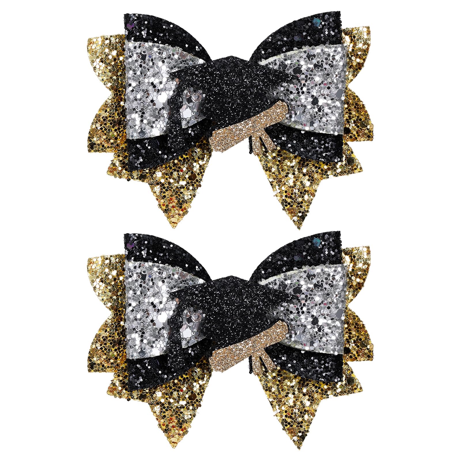 Photo 1 of  ONE 3.5" Glitter Graduation Gift Hair Bow Clip Sparkly Black Gold Graduation Cap Cheer Barrettes Alligator Hairpins for Girls Student Graduate Ceremony Props Uniform Decor Accessory