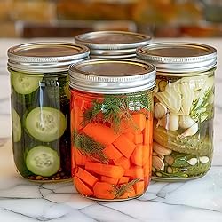 ComSaf Mason Jars 16 oz with lids - 4 Pack, Pint