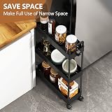 SOLEJAZZ 3-Tier Slim Rolling Storage Cart Black Plastic Stainless Steel view 4