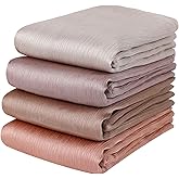 Febfim 4PCS Muslim Women Natural Wrinkle Long Satin Crepe Hijab Set Scarves Smooth Crinkle Ladies Shawl Wrap Set