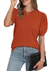 Womens Puff Short Sleeve Shirts Summer Tops for