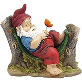 Comfy Hour Seed Soil and Yard Collection Resin Garden Gnome Sleeping On Stump Dwarf Figurine, Outdoor Decor