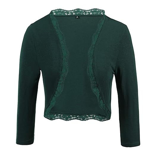 TrendiMax Damen Eleganter Bolero Jacke Festlich Kurze Strickjacke Spitze Jäckchen