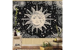 Lunerfex Sun and Moon Tapestry Mandala Wall Tapestry, Vintage Tapestries for Bedroom Ceiling Tapestries Wall Hanging for Bedroom Living Room Wall Decor Sun-2 44"x60"