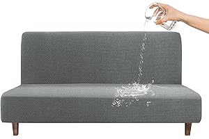 CZL 100% Waterproof Futon Covers, Leakproof Armless Sofa Covers, Stretch Jacquard Sofa Bed Cover, Washable Futon Slipcover Furniture Protector for Kids, Pets, Dog and Cat
