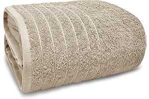 Tens Towels Jumbo Bath Sheet 40 x 80 Inches, Oversized Bath Towel Sheet, 100% Cotton, Lighter Weight, Quicker to Dry, Super Absorbent (Beige)