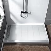WOODBRIDGE 60"L x 30"W x 4"H Shower Base,Left Drain,Non-Slip Single Threshold Shower Pan, Solid Surface with Brushed Nickel L