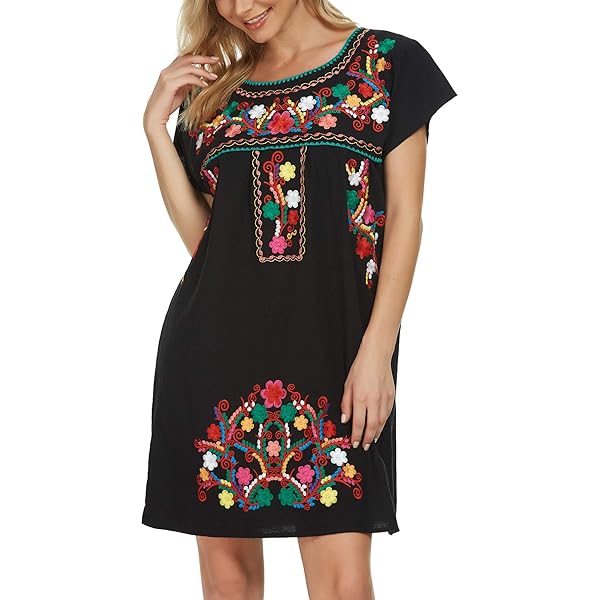 Amazon.com: Authentic Mexican Embroidered Dress from Mexico Womens Vestidos Bordados Mexicanos huipil Black Colorful Dress Vestidos Long Traditional Bordados Dress Short Sleeve (S, Biege and Colors) : Clothing, Shoes & Jewelry Amazon.com: Authentic Mexican Embroidered Dress from Mexico Womens Vestidos Bordados Mexicanos huipil Black Colorful Dress Vestidos Long Traditional Bordados Dress Short Sleeve (S, Biege and Colors) : Clothing, Shoes & Jewelry
