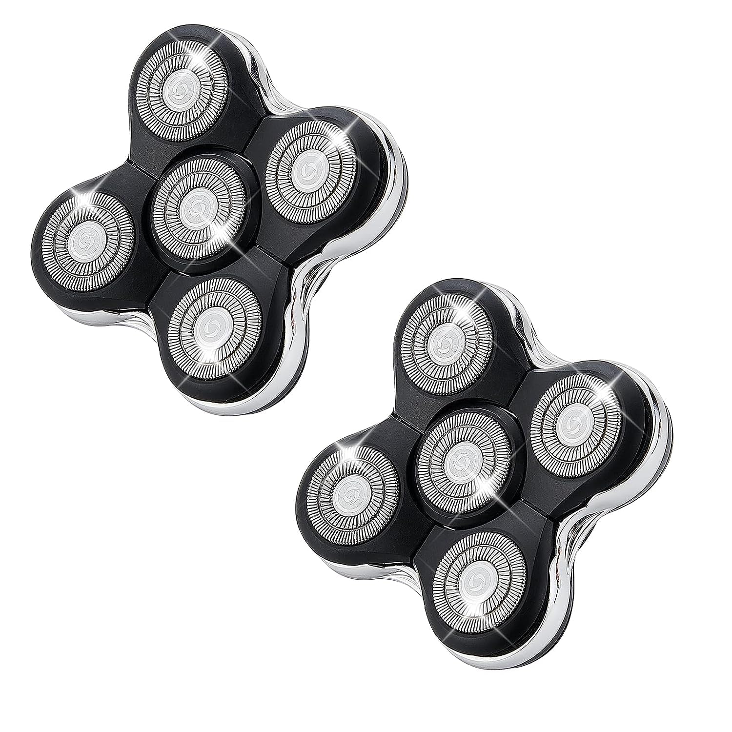 2PCS Shaver Replacement Heads for Skull Shaver Pitbull, Butterfly Kiss, and Palm Electric Razors 5 Blades