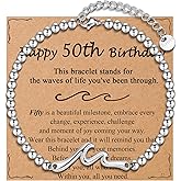 OAVOOK 21st/30th/40th/50th/60th/70th Birthday Gifts for Women Wave Bracelet for Her for Daughter, Mom, Aunt, Grandma, Sisters, Friends