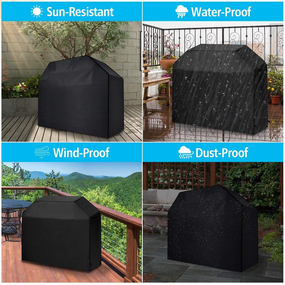 Pathonor Grillabdeckung 58 inch Grill Abdeckhaube Wasserdicht BBQ Cover 145 * 61 * 117cm Schutzhuelle Haube Grill Abdeckplane für Brinkmann, Char Broil, Holland and Jenn Air