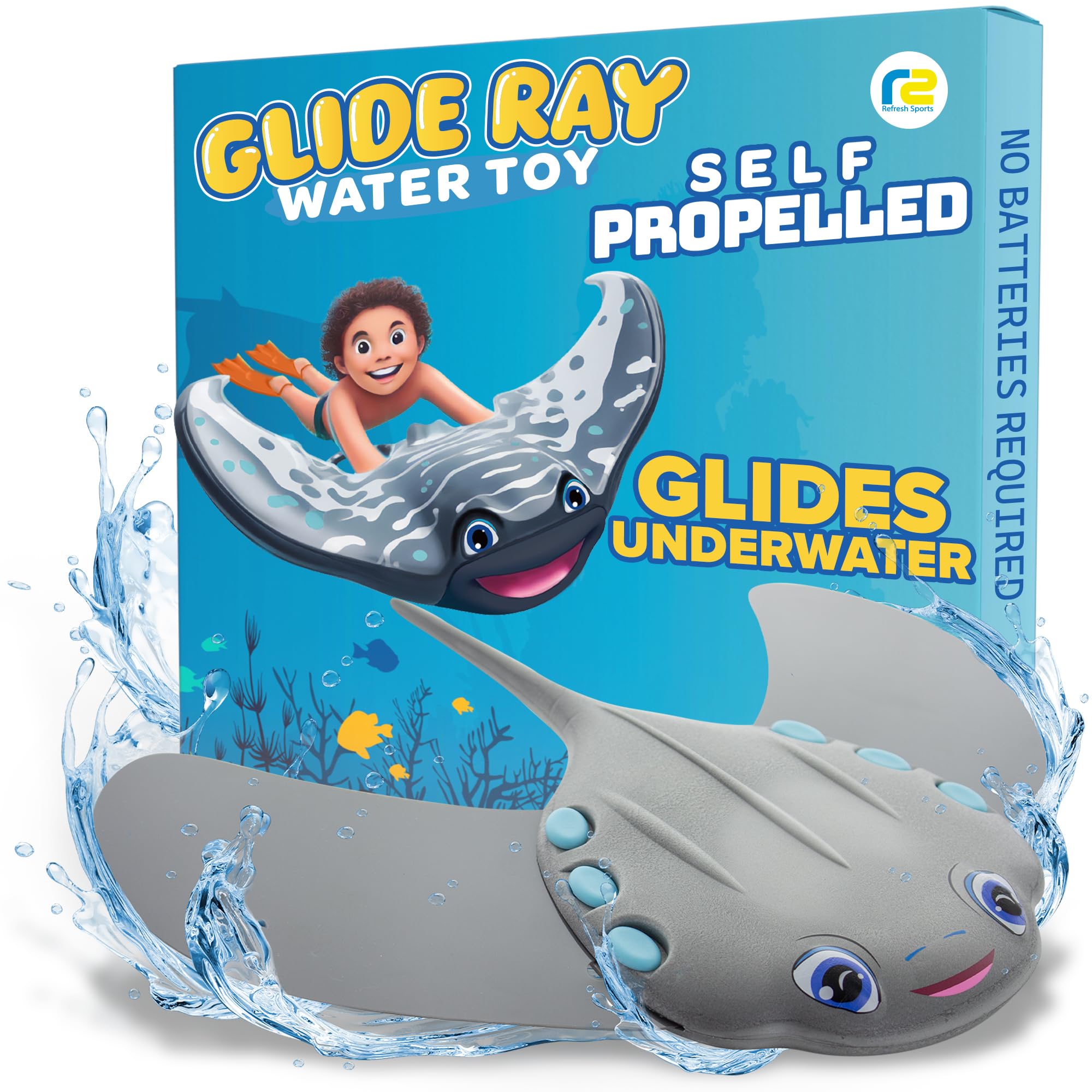 Photo 1 of Swimming Pool Toys for Kids: Stingray Pool Torpedo Swim Toy - Self Propelled Water Toy Glides Underwater - Best Water Games & Outdoor Gifts for Boys & Girls - Diving Toys For Kids Ages 4 5 6 7 8 9 10