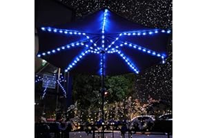ENHON Patio Umbrella String Lights with 16 Color Changing and 12 Modes, Remote Control 104 Ultra Bright LED Beads Waterproof Battery and USB Operated with 8 Light Strings for Patio Umbrellas Camping Tents