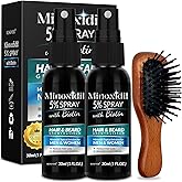 Rosever 5% Minoxidil Regrowth Spray for Hair and Beard Growth, for Unisex Adult Men and Women, Biotin Hair Spray, 2 Fl Oz, 2 Pack