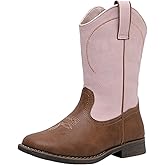 Blikcon Kids Cowboy Boots for Boys & Girls Embroidered Square Toe Cowgirls Western Rodeo Boots with Side Zipper for Toddler & Little Kid & Big Kid