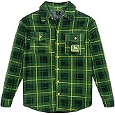 John Deere Tractor Plaid Flannel Shacket with Fleece Lining Toddler to Adult Sizes (2T - 2XL)