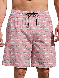 Lzzidou Men's Swim Trunks 8 Inch Inseam Mesh Lining
