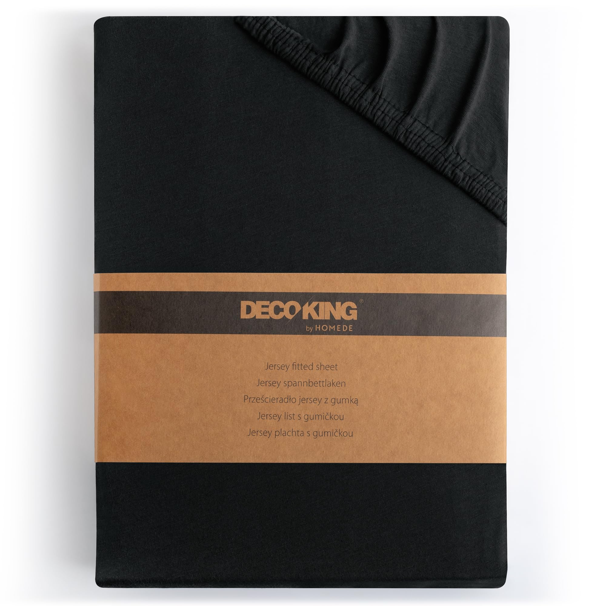DecoKing Fitted Sheet King 100% Combed Cotton Soft Jersey Bed Sheet 140x200-160x200 cm Black Amber — image 1