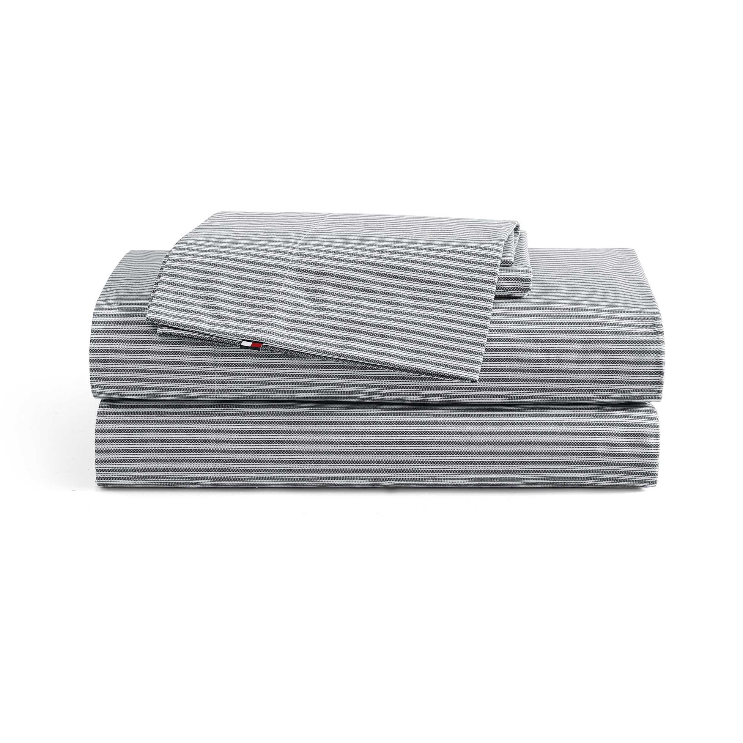 Photo 1 of Tommy Hilfiger - Sheet Set, Cotton Percale Bedding with Matching Pillowcases, Crisp & Cool, Premium Quality Home Essentials (Highland Ticking Stripe Navy, Twin XL)