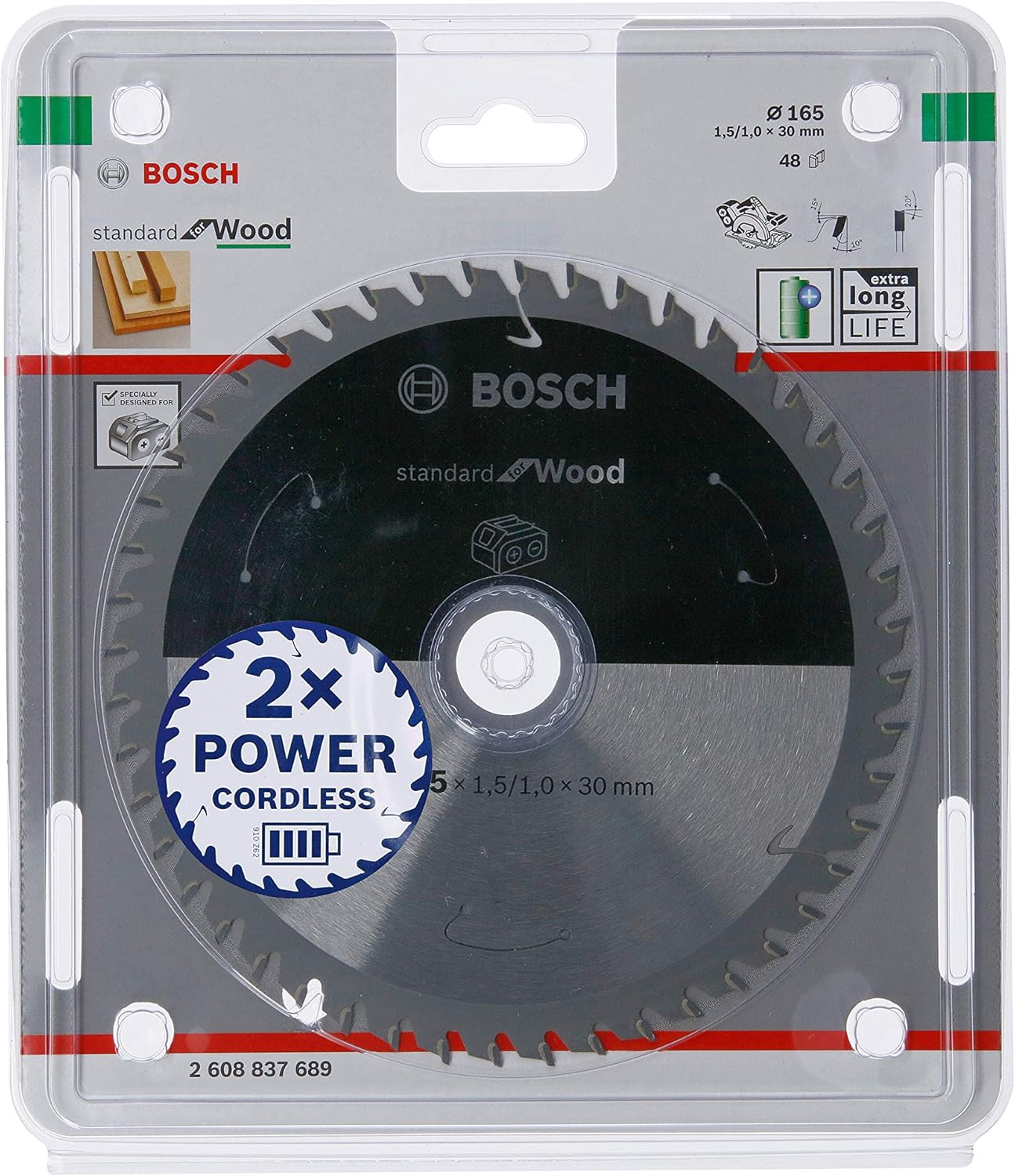 Bosch 1x PRO Wood Circular Saw Blade for Cordless Hand-Held Circular Saws (for Softwood Hardwood, diameter mm