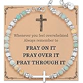 ZOKCC Christian Inspirational Bracelet Gifts for Women: Religious Cross Beads Bracelet Baptism Christmas Day Gifts for Godmother Mom Daughter Sister Friend