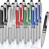 Zonon 15 Pcs Stylus Pen with Light, 3 in 1 Ballpoint Pens, Delicate Colors