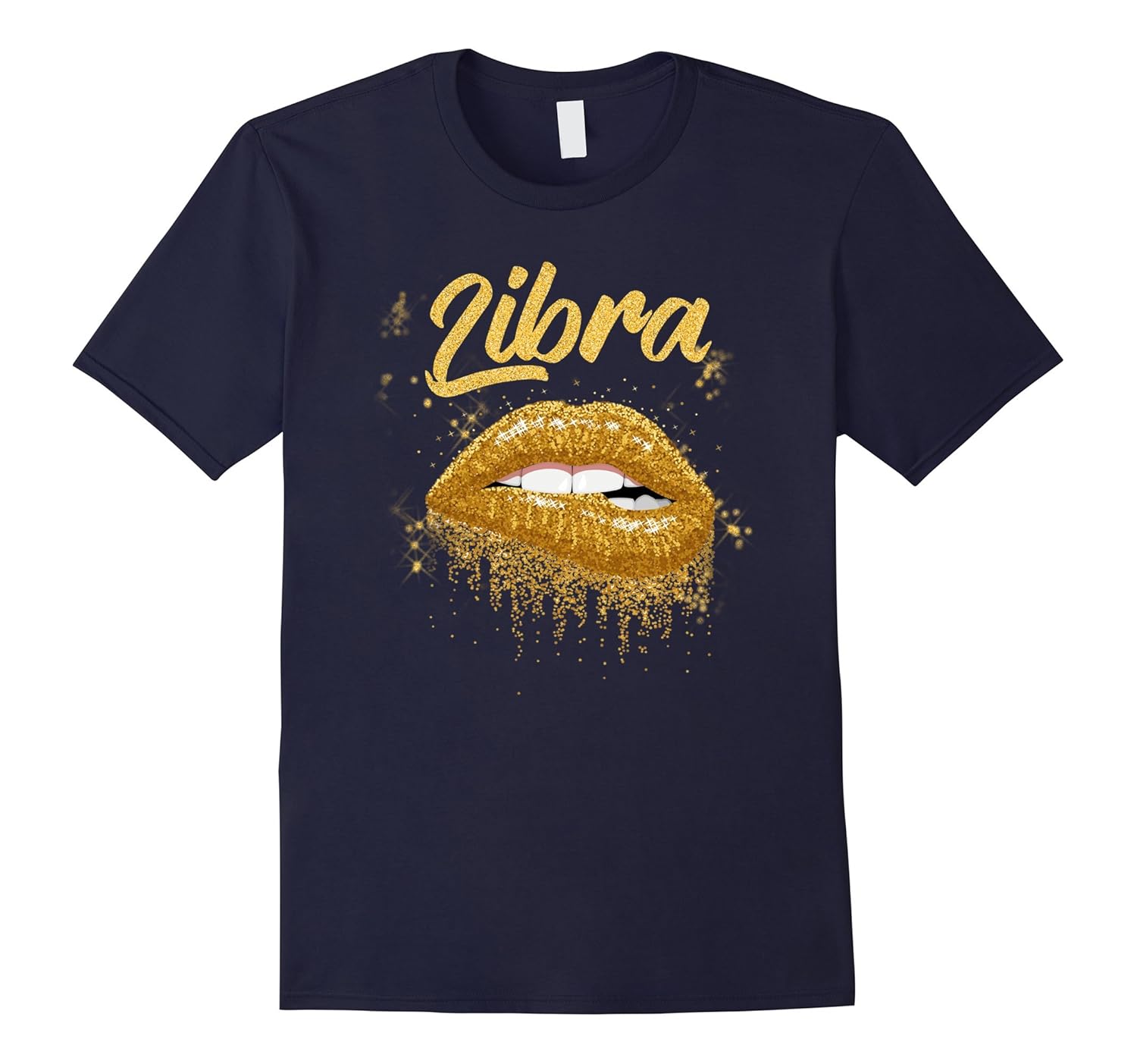 Libra Zodiac Birthday Golden Lips T-Shirt for Black Women-ANZ