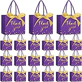 Jetec 45 Pcs Mini Paper Gift Bag Bulk 5.5 x 4.7 x 2.5'' Small Thank You Favor Bag with Handle Bow Ribbon for Valentine Wedding Baby Bridal Shower Birthday Anniversary Party(Purple/gold)