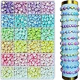 1000Pcs Acrylic Star Beads Hart Beads for Jewelry Making, Golden Light Color Acrylic Bead Pastel Beadss Colorful Assorted Cute Aesthetic Kawaii Bead for Bracelet DIY Craft Earring Phone Charm