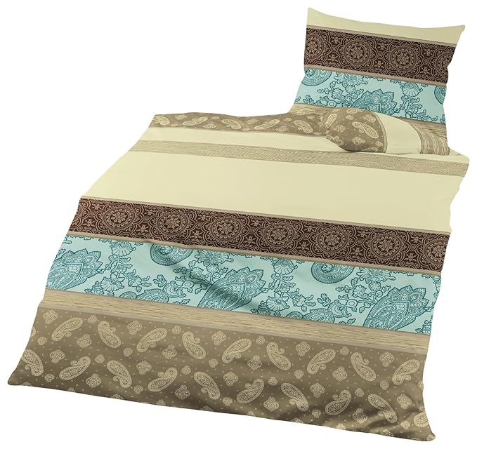 Bierbaum Bettwäsche 4972, Fein-Biber, Made in Germany, café 02, 135x200 + 80x80 cm