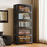 SAILUN 580Qt Stackable Storage Bins,Storage Cabinet with a Lid,5 Pack Black | Stackable Storage Drawers with Lids,26" W x 17" D x 43.7" H,Featuring Open-front Access for Clothes and Closet Storage