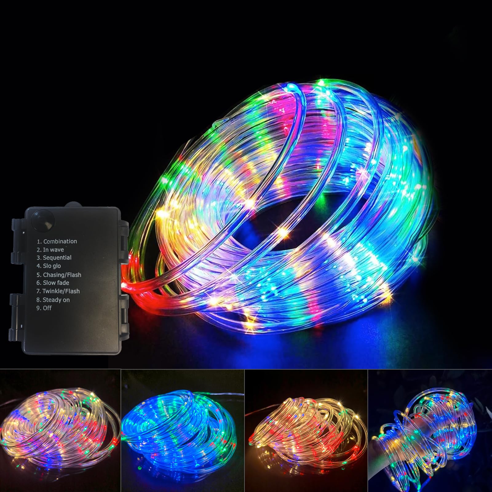 Photo 1 of Battery String Lights,100 LED Indoor Rope Light with 8 Modes, Waterproof Garden Light for Outside, Outdoor Tree Lights for Christmas Bedroom Patio Garden Yard Tree Wedding and Holiday Decor